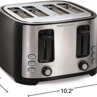 Hamilton Beach - 7.3" 4 Slices Black Toaster with Extra-Wide Slot - 24633V