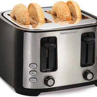 Hamilton Beach - 7.3" 4 Slices Black Toaster with Extra-Wide Slot - 24633V