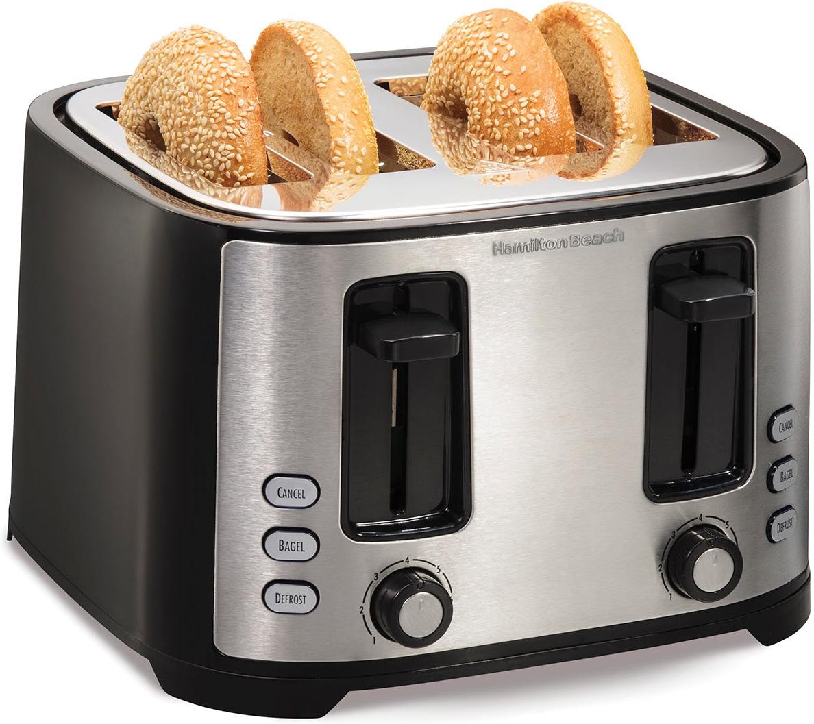Hamilton Beach - 7.3" 4 Slices Black Toaster with Extra-Wide Slot - 24633V