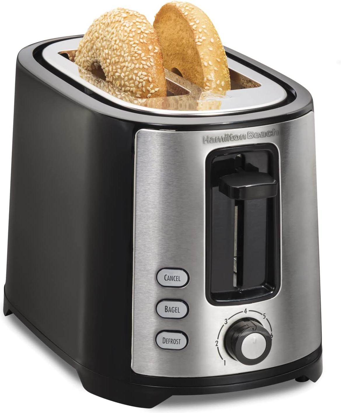Hamilton Beach - 7.5" Black Extra-Wide Slot 2-Slice Toaster - 22633V