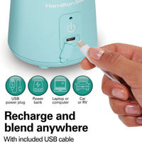 Hamilton Beach - Blend Now Portable Cordless Blender Aqua - 51182JC