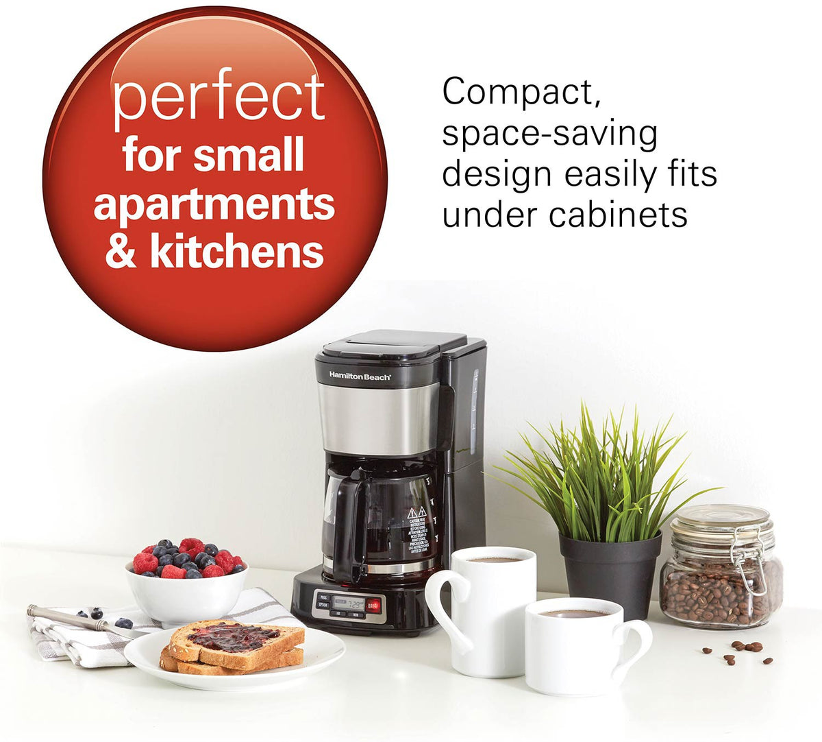 Hamilton Beach - FrontFill 5 Cup Compact Coffee Maker With Glass Carafe - 46111