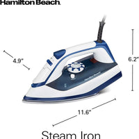 Hamilton Beach - Iron & Garment Steamer for Clothes with Smooth Press Stainless Steel Soleplate - 14650