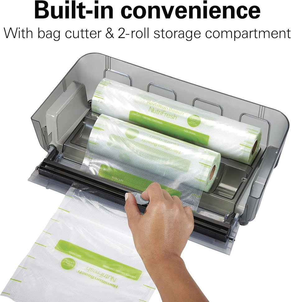 Hamilton Beach - NutriFresh™ 6.25" Food Vacuum Sealer with 2-Roll Storage & Starter Kit - 78218