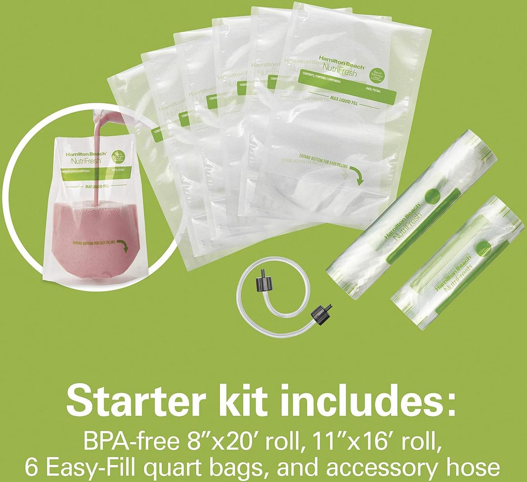 Hamilton Beach - NutriFresh™ 6.25" Food Vacuum Sealer with 2-Roll Storage & Starter Kit - 78218
