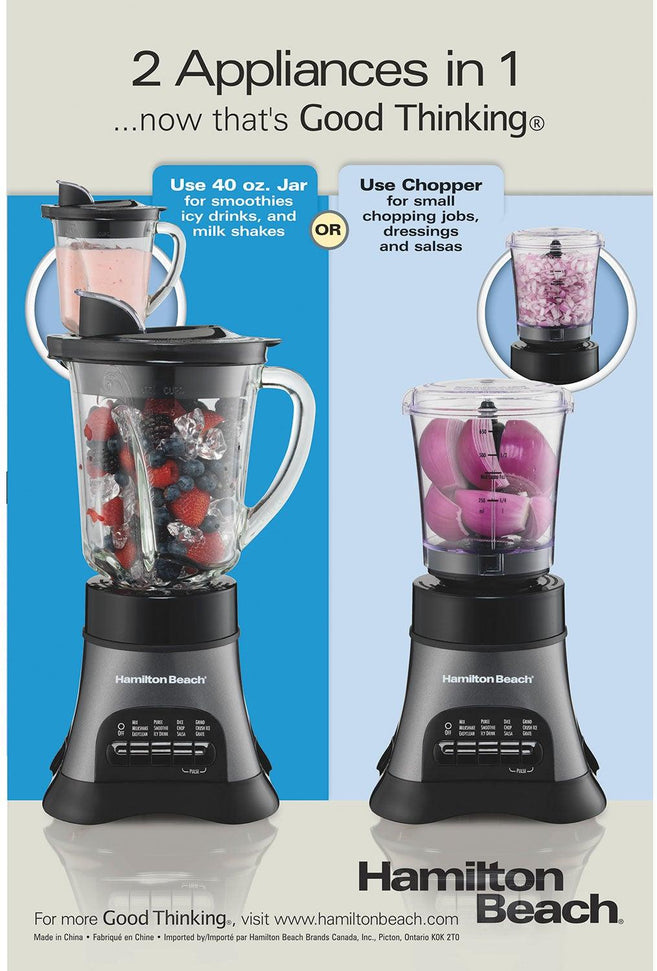 Hamilton Beach - Wave Crusher® Multi-Function Blender/Chopper with 40 Oz Glass Jar - 58164