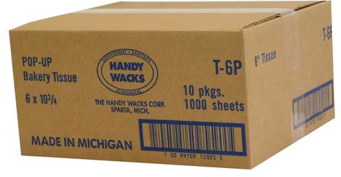Handy Wacks - 6" x 10.75" Interfolded Bakery Tissue Paper, 1000/bx - T-6P