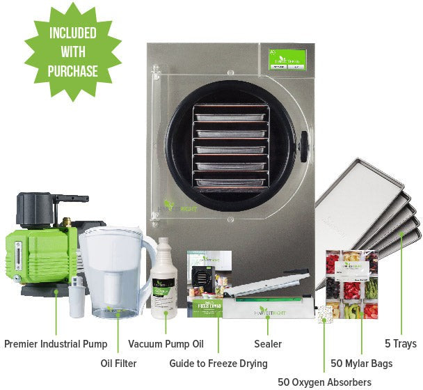 Harvest Right - Medium Stainless Steel 5 Tray Home Pro Freeze Dryer with Mylar Starte Kit ( Premier Pump Included ) - N-HRFDMSS-PP (ETA 3-4 Weeks)