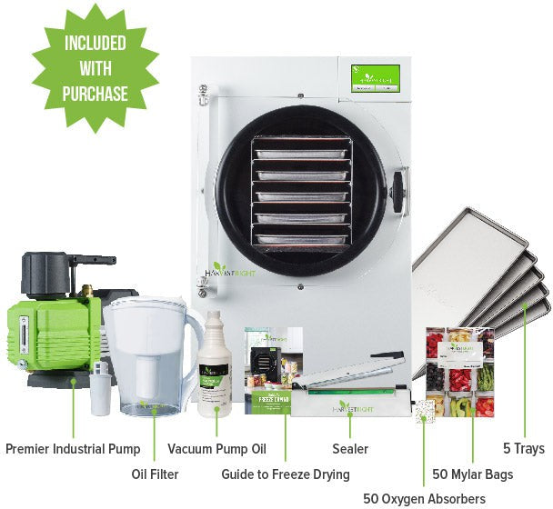 Harvest Right - Medium White 5 Tray Home Pro Freeze Dryer with Mylar Starte Kit ( Premier Pump Included ) - N-HRFDMWH-PP (ETA 3-4 Weeks)