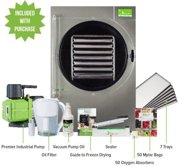 Harvest Right - X-Large Stainless Steel 7 Tray Home Pro Freeze Dryer with Mylar Starte kit ( Premier Pump Included ) - N-HRFDXLSS-PP (ETA 3-4 Weeks)