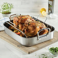 Hestan - 14.5" x 12" x 3" Provisions Classic Clad Nonstick Roaster with Stainless Steel Rack - 31684