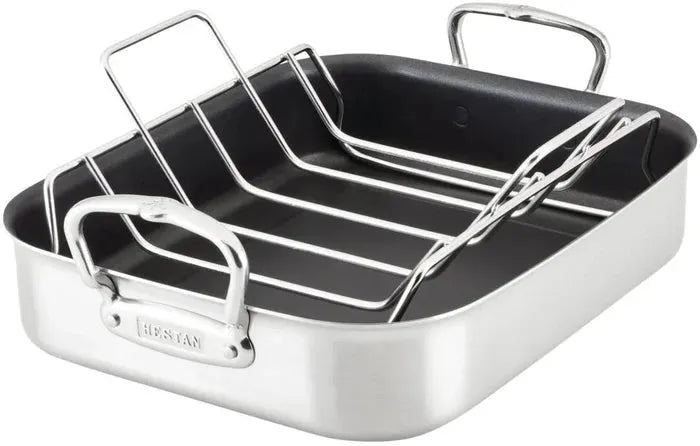 Hestan - 14.5" x 12" x 3" Provisions Classic Clad Nonstick Roaster with Stainless Steel Rack - 31684