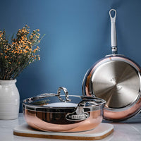Hestan - 24 cm/3.5 QT Copper Bond Induction Copper Essential Pan with helper handle - 30566