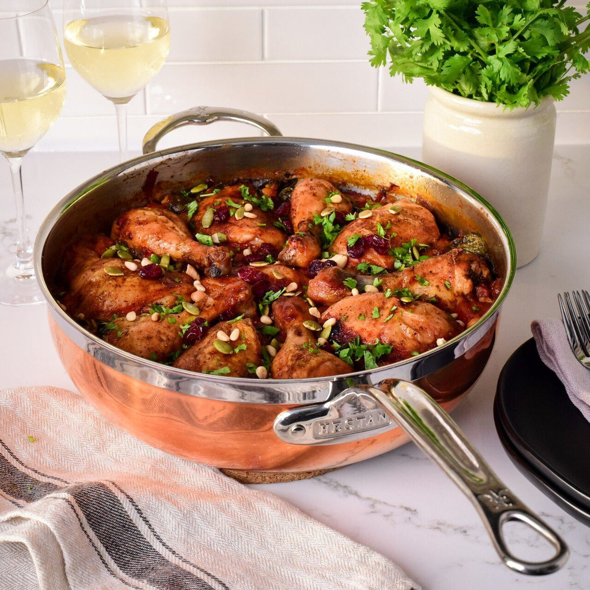 Hestan - 28 cm/5 QT CopperBond Induction Copper Essential Pan With Helper Handle - 31601