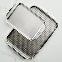 Hestan - 3 PC Clad Bakeware Set Provisions Oven bond (Half Sheet Pan with Rack and Quarter Sheet Pan) - 48654-C