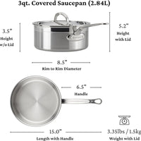 Hestan - 3 Qt ProBond Professional Clad Stainless Steel Covered Sauce Pan - 31782