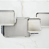 Hestan - 5 PC Clad Bakeware Set Provisions Oven bond (Half Sheet Pan with Rack; Quarter Sheet Pan; Square Pan; Rectangular Pan) - 48655-C