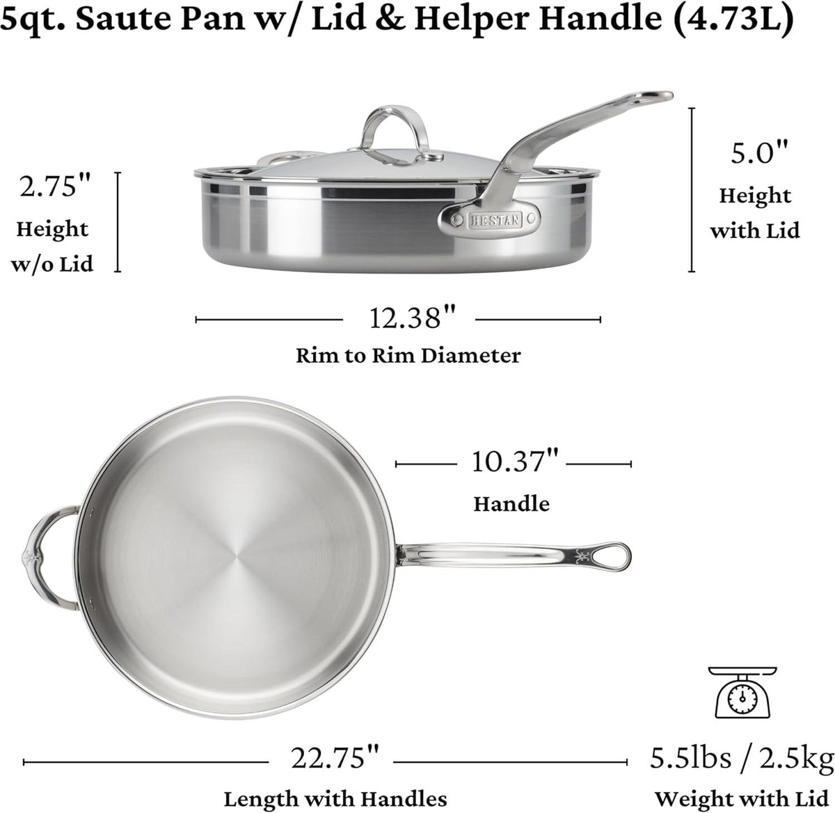 Hestan - ProBond 5 Qt Stainless Steel Covered Saute Pan - 31776