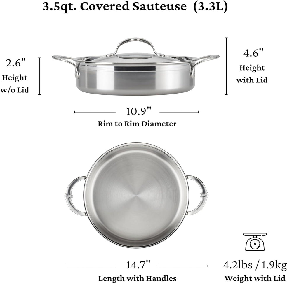 Hestan - Professional Clad 3.5 Quart Stainless Steel Sauteuse - 31775