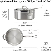 Hestan - Professional Clad 4 Quart Stainless Steel Saucepans - 31772