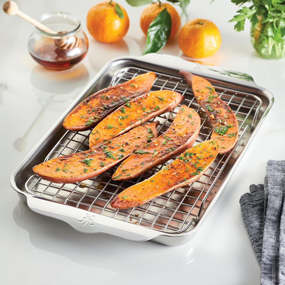 Hestan - Provisions 12.5" x 9" OvenBond Tri-ply Stainless Steel Quarter Sheet Pan with Rack - 48822-C