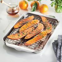 Hestan - Provisions 12.5" x 9" OvenBond Tri-ply Stainless Steel Quarter Sheet Pan with Rack - 48822-C