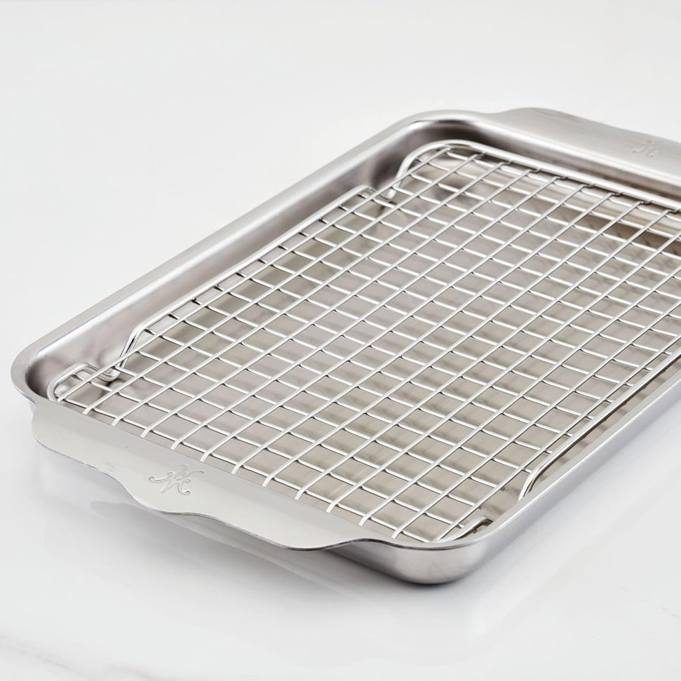Hestan - Provisions 12.5" x 9" OvenBond Tri-ply Stainless Steel Quarter Sheet Pan with Rack - 48822-C
