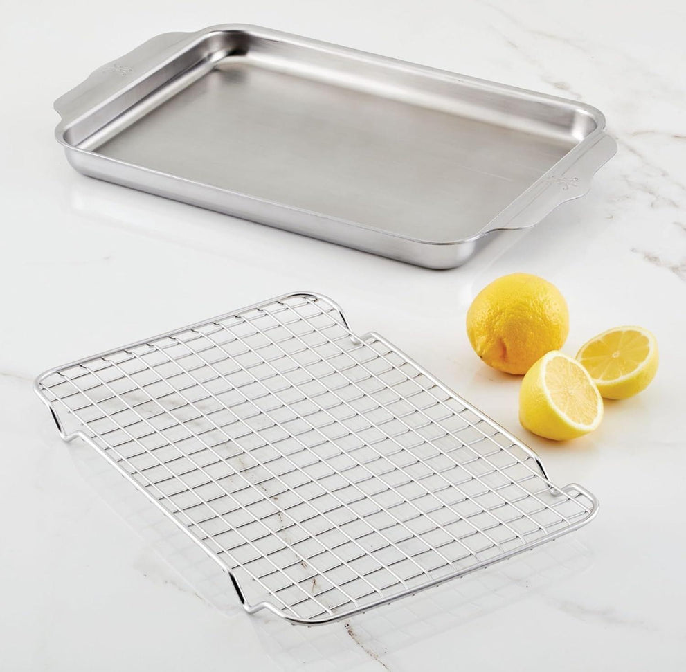Hestan - Provisions 12.5" x 9" OvenBond Tri-ply Stainless Steel Quarter Sheet Pan with Rack - 48822-C
