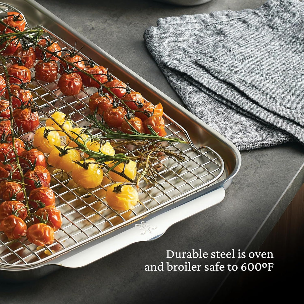Hestan - Provisions 12.5" x 9" OvenBond Tri-ply Stainless Steel Quarter Sheet Pan with Rack - 48822-C