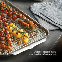 Hestan - Provisions 12.5" x 9" OvenBond Tri-ply Stainless Steel Quarter Sheet Pan with Rack - 48822-C