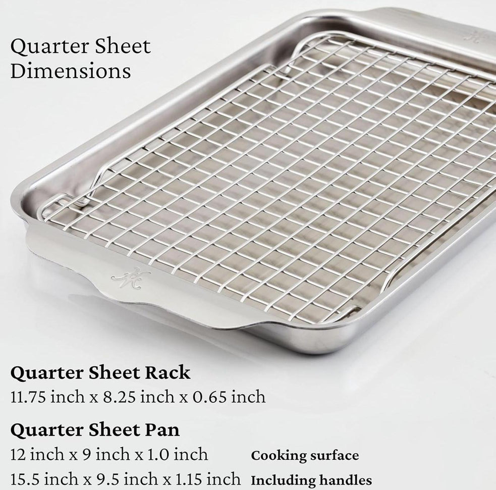 Hestan - Provisions 12.5" x 9" OvenBond Tri-ply Stainless Steel Quarter Sheet Pan with Rack - 48822-C