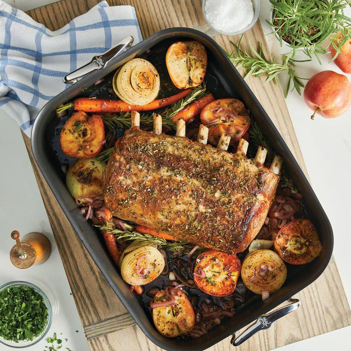 Hestan - Provisions 16.5" x 11.8" x 3.5" Classic Clad Nonstick Roaster with Stainless Steel Rack - 31685