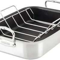 Hestan - Provisions 16.5" x 11.8" x 3.5" Classic Clad Nonstick Roaster with Stainless Steel Rack - 31685