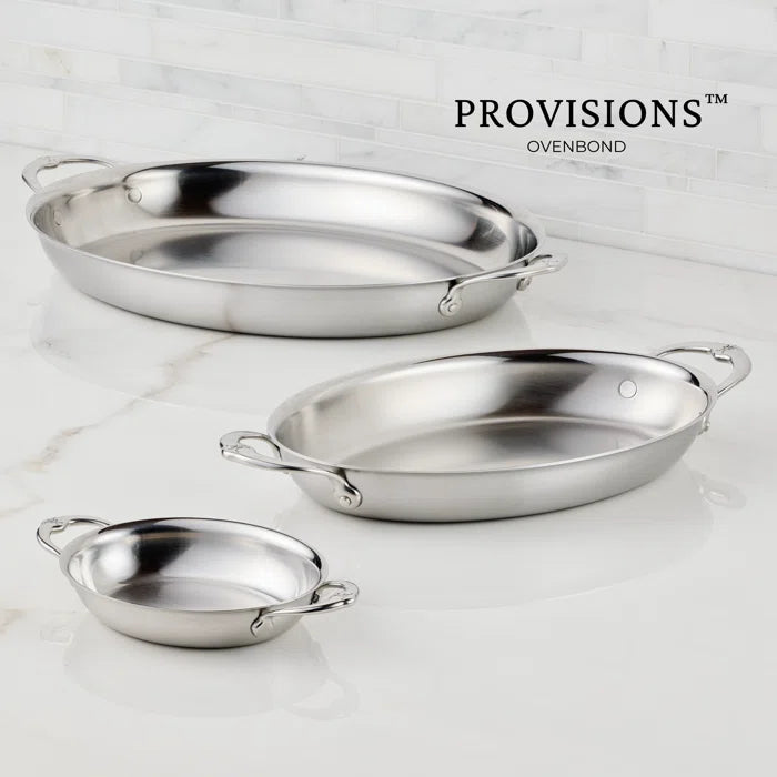 Hestan - Provisions 5.5 Qt Oval Large Clad Stainless Steel Au Gratin - 31723