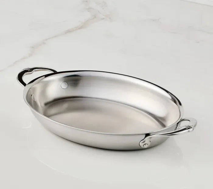 Hestan - 2.0 Qt Oval Medium Clad Stainless Steel Au Gratin - 31722