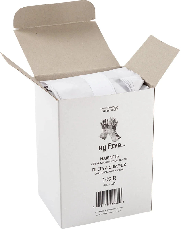 Hy-Five - 22" Brown Regular Hairnet, 144/Pk - 109IR