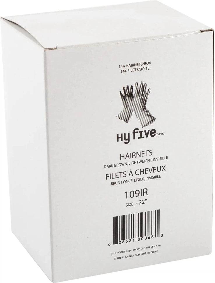 Hy-Five - 22" Brown Regular Hairnet, 144/Pk - 109IR