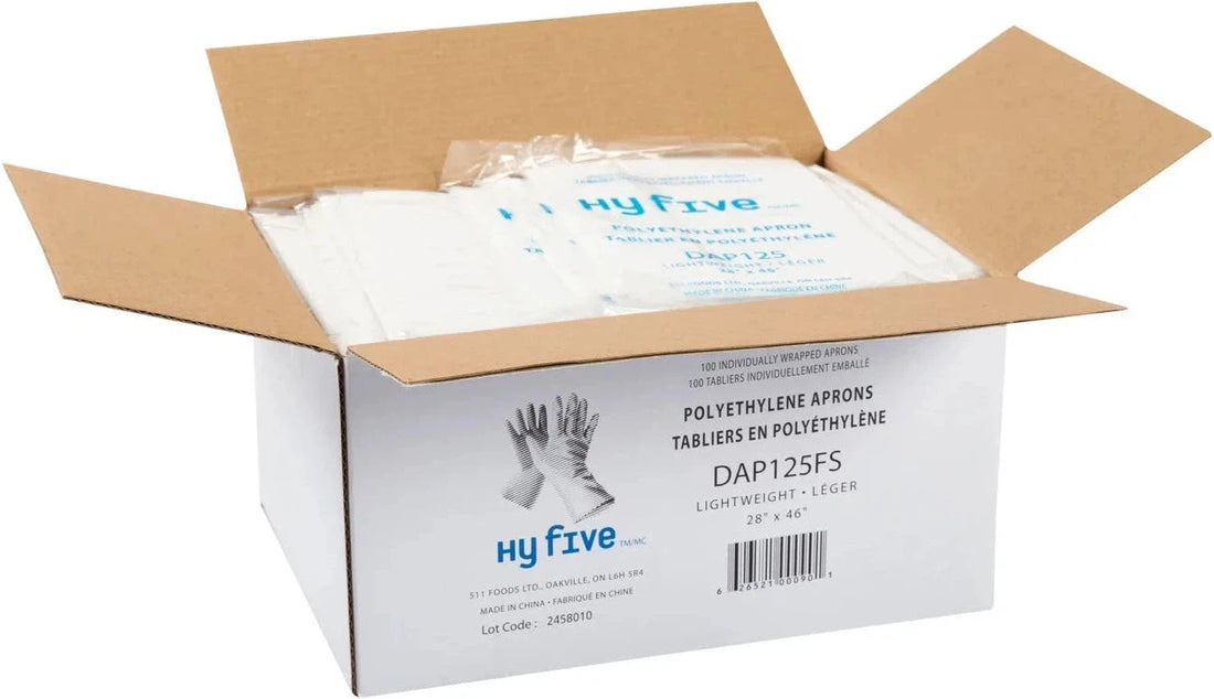 Hy-Five - 28" x 46" White 1.25 Mil Apron, 10x100/Pk - DAP125