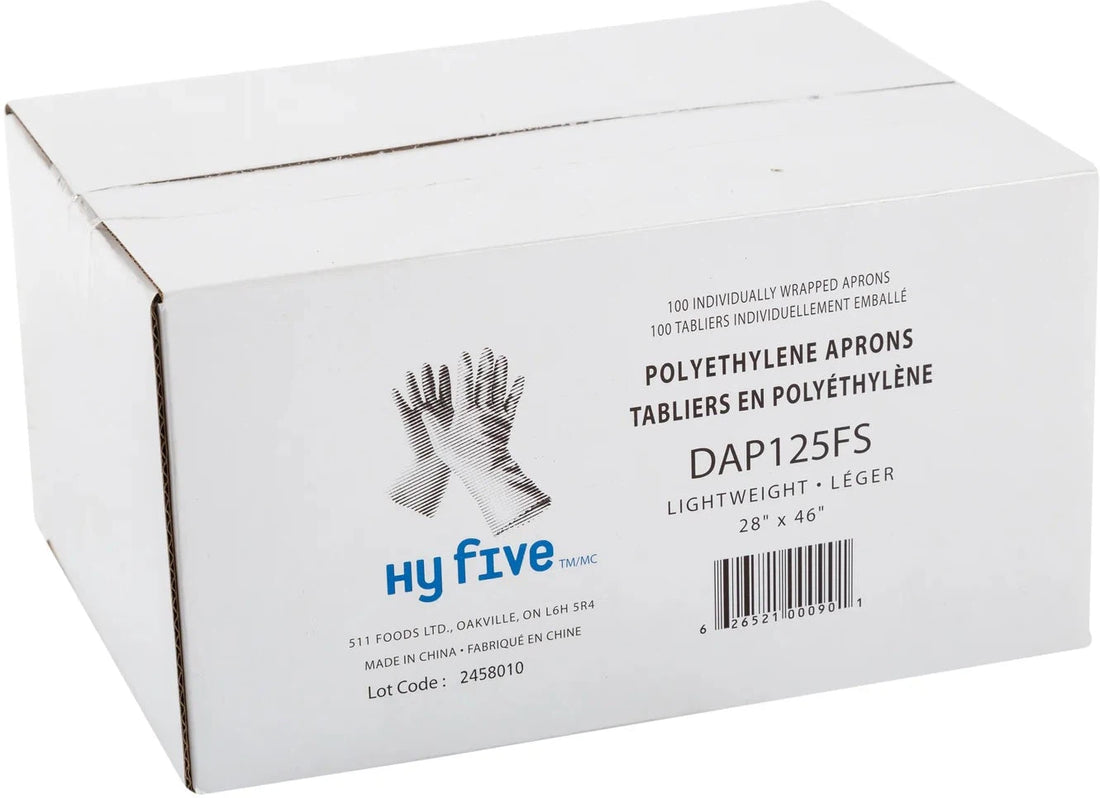 Hy-Five - 28" x 46" White 1.25 Mil Apron, 10x100/Pk - DAP125
