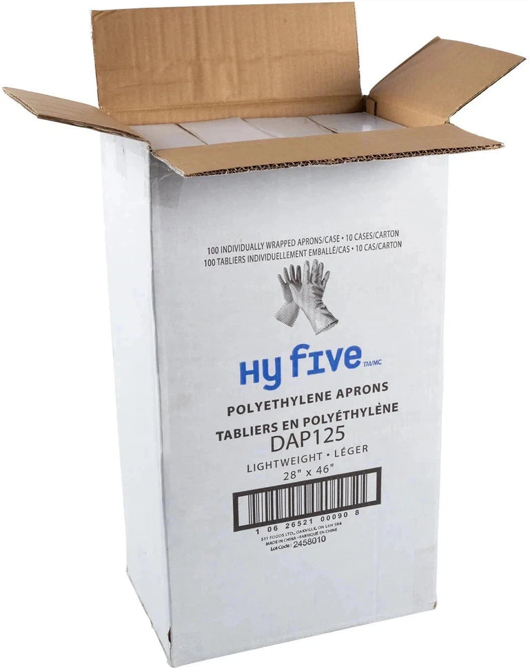 Hy-Five - 28" x 46" White 1.25 Mil Apron, 10x100/Pk - DAP125
