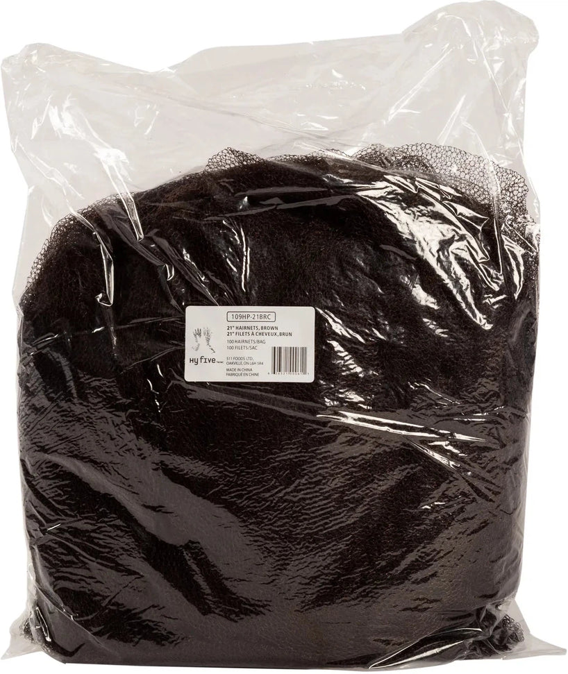 Hy-Pax - 21" Brown Hairnets, 100/Bg - 109HP-21BRC