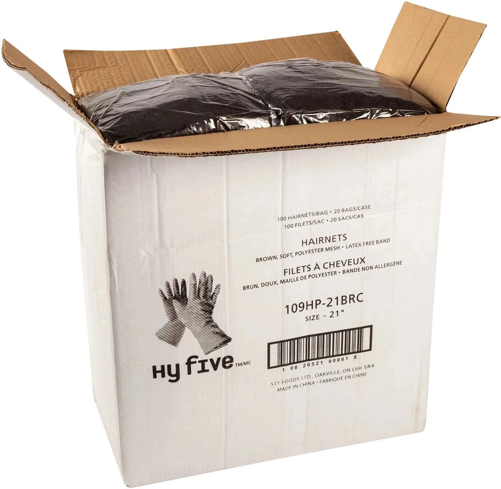 Hy-Pax - 21" Brown Hairnets, 100/Bg - 109HP-21BRC