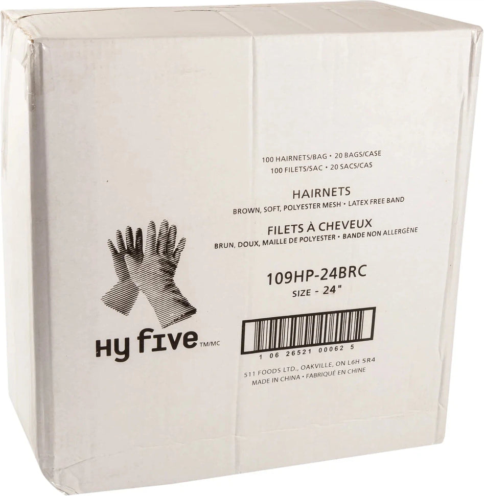 Hy-Pax - 24" Nylon Brown Mesh Hairnets, 100/Bg - 109HP-24BRC