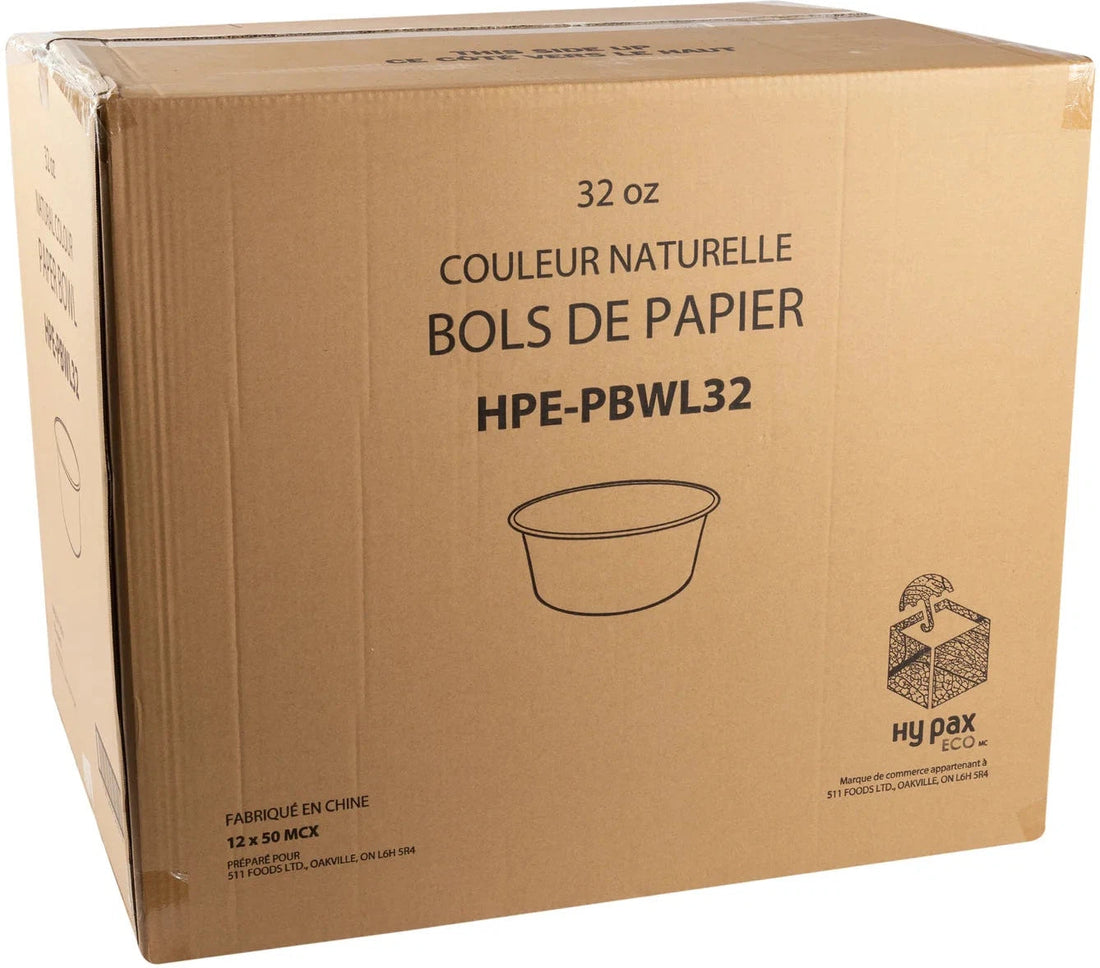Hy-Pax - 32 Oz Paper Kraft Bowl, 50 x 12/Cs - HPE-PBWL32