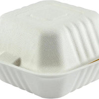 Hy-Pax - 6" X 6" Bagasse Hinged Container, 500/Cs - HP-BAG-6CLM-C
