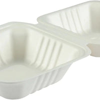 Hy-Pax - 6" X 6" Bagasse Hinged Container, 500/Cs - HP-BAG-6CLM-C