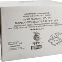 Hy-Pax - 6" X 6" Bagasse Hinged Container, 500/Cs - HP-BAG-6CLM-C