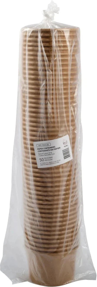 Hy-Pax - 8 Oz Paper Kraft Container, 100/Cs - HPE-PBWL08