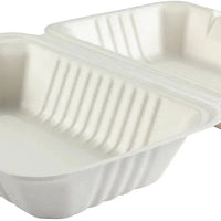 Hy-Pax - 9" X 6" 3" Bagasse Hinged Container, 200/Cs - HP-BAG-9CLM6-C