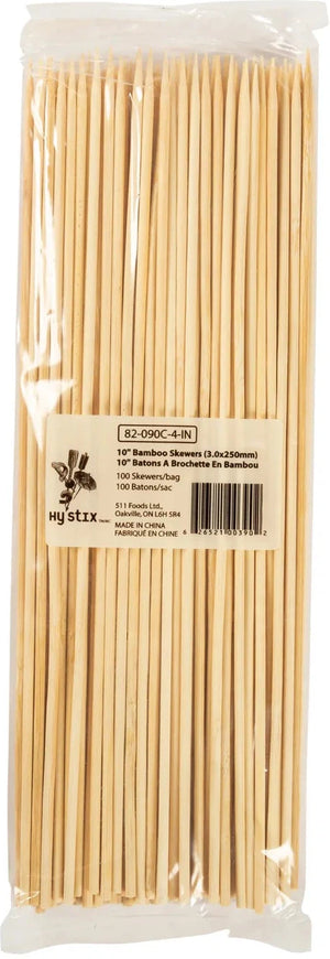 Hy-Stix - 10" Bamboo Skewers, 100x25x4/Pk - 82-090C-4